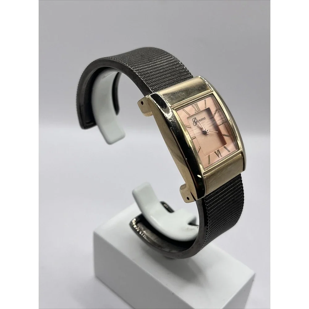 Geneva Women's Quartz Watch Bangle Cuff Band Square Dial‎ 1437- New Battery
